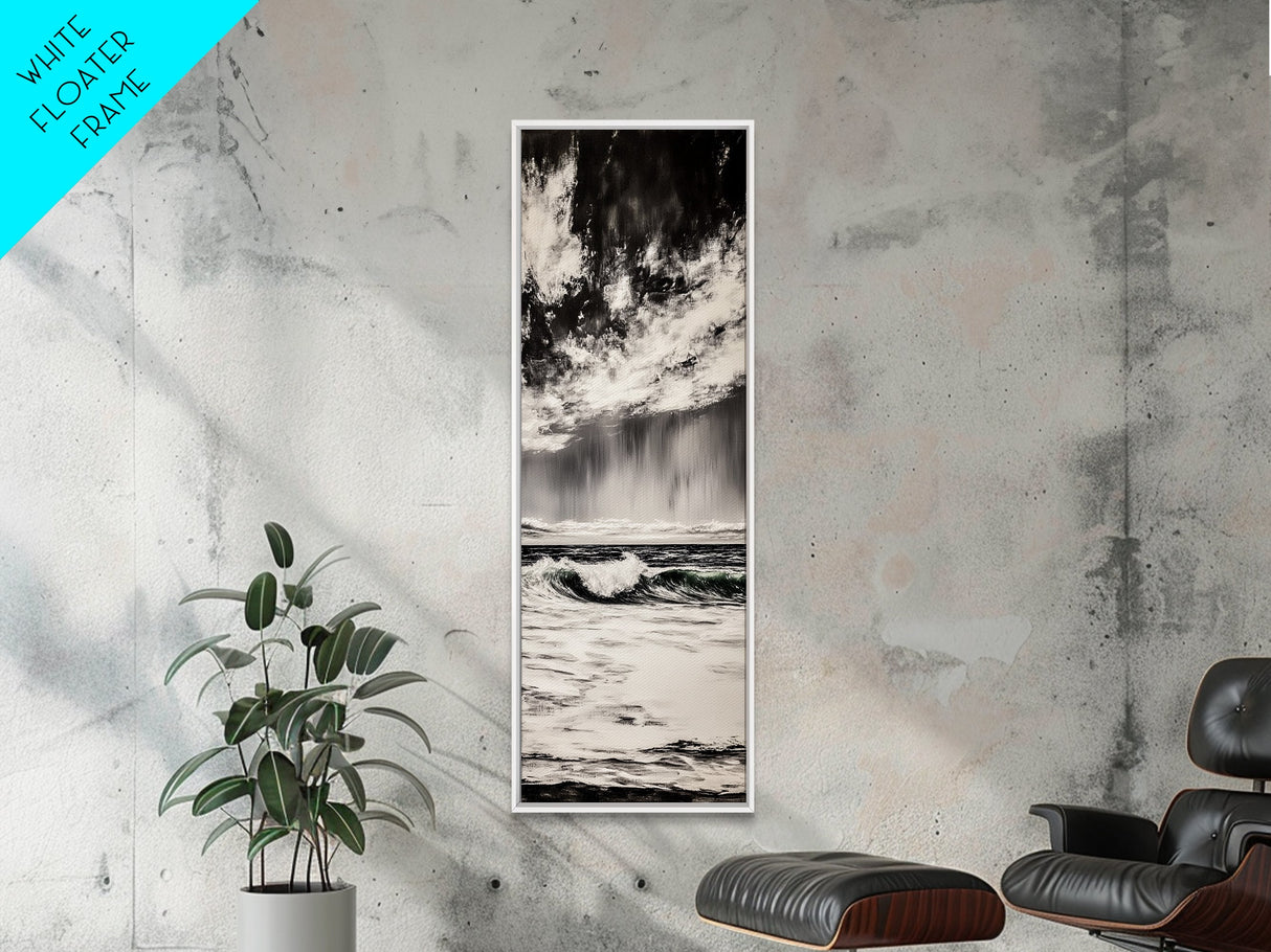 Ocean, Waves, Storm, Canvas Print, Coastal Wall Art, Beach House Decor, Dramatic Seascape, Minimalist Monochrome, Nautical Theme Artwork