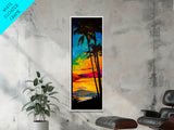 Palm Trees, Sunset, Ocean, Canvas Print, Tropical Wall Art, Vibrant Seascape, Beach House Decor, Exotic Landscape Painting