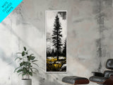 Lone Pine, Mountain View, Black and White, Canvas Print, Nature Wall Art, Rustic Home Decor, Cabin or Lodge Artwork