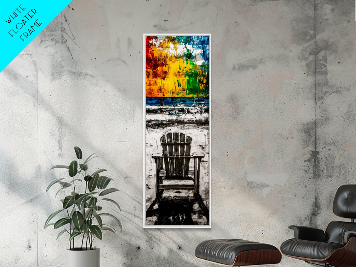 Beach Chair, Coastal Wall Art, Relaxation Painting, Framed Canvas Print, Seaside Decor, Nautical Art, Living Room Wall Art, Summer Vibes