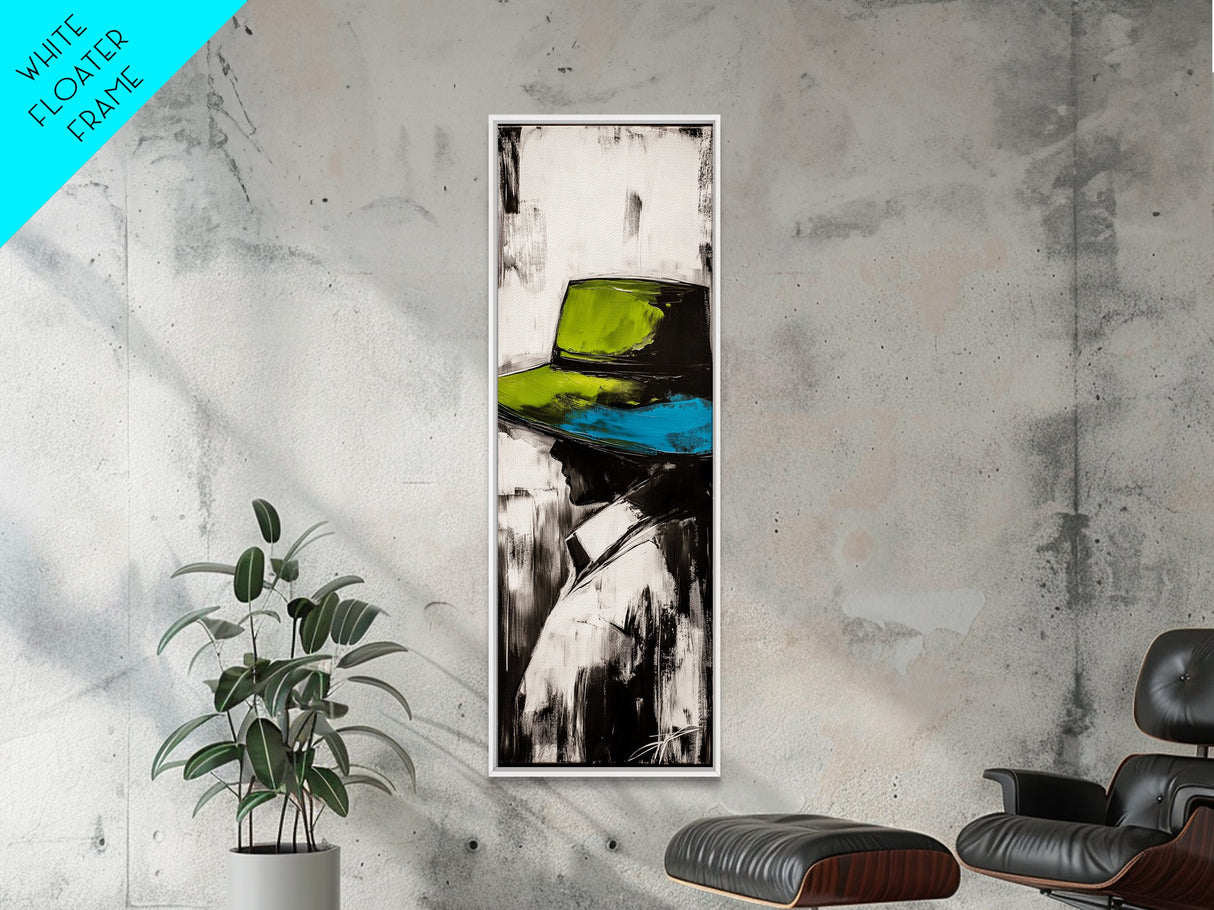 Woman in Hat, Fashion Wall Art, Black and White Portrait, Stylish Decor, Framed Canvas Print, Elegant Home Art, Minimalist Painting