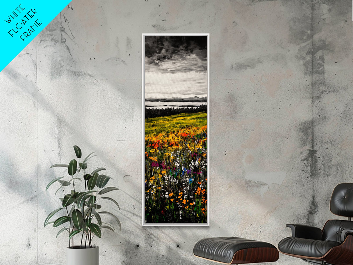 Meadow Wildflowers, Landscape Canvas Print, Fall Wall Art, Country Home Decor, Nature Art, Large Living Room Art, Rustic Wall Art