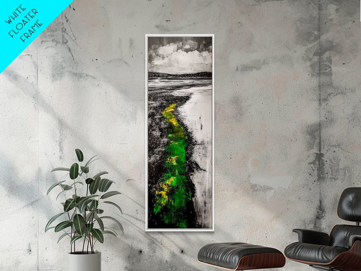 Pathway Landscape, Green and Yellow Art, Rustic Wall Art, Nature Inspired Canvas Print, Office Art, Minimalist Decor, Country Home Art