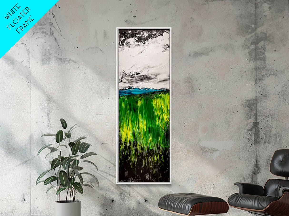 Rolling Fields, Abstract Nature Art, Blue and Yellow Landscape, Rustic Wall Art, Modern Impressionism, Living Room Decor, Canvas Print