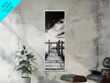 Wooden Dock, Black and White Lake Art, Rustic Cabin Wall Decor, Peaceful Waterfront Scene, Minimalist Landscape, Canvas Print