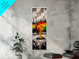 Forest Campfire, Fall Wall Art, Wilderness Painting, Framed Canvas Print, Rustic Home Decor, Warm Autumn Art, Cabin Living Room Decor