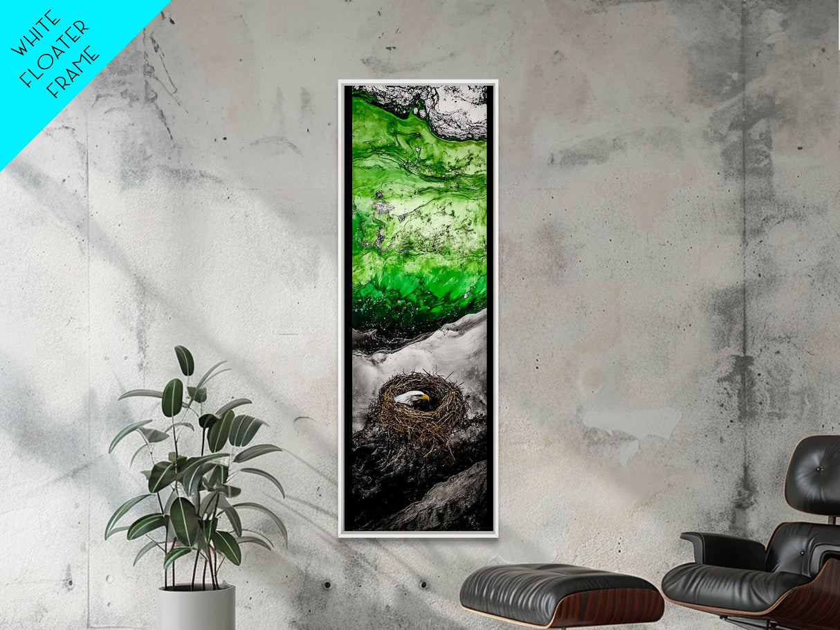 Eagle Nest, Wildlife Art, Majestic Bird, Framed Canvas Print, Nature Inspired, Rustic Cabin Art, Animal Lover Gift, Mountain Wall Art