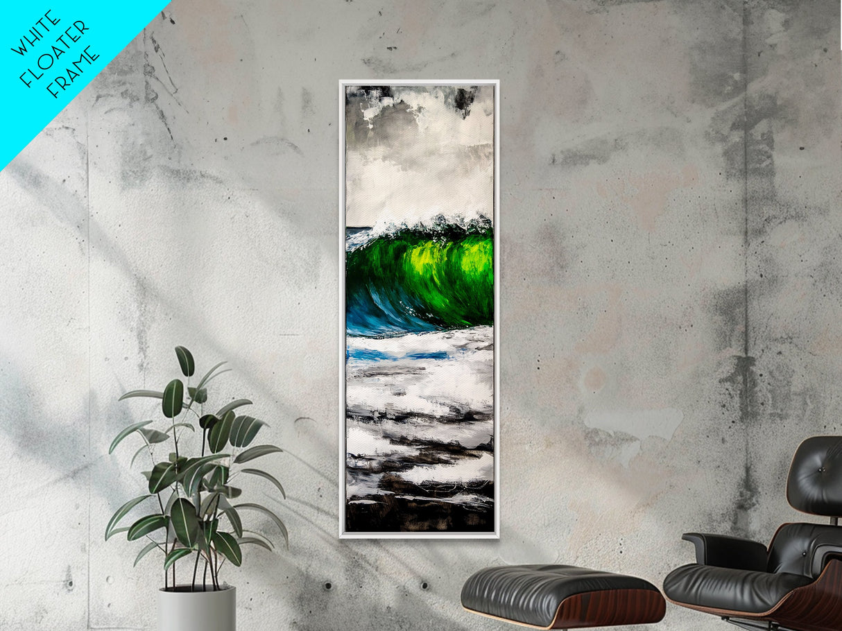 Ocean Wave, Bold Abstract Seascape, Coastal Wall Art, Framed Canvas Print, Modern Home Decor, Beach Inspired Artwork, Statement Piece