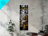 Flowing River Scene, Nature Photography, Tranquil Landscape Art, Framed Canvas Print, Cabin Wall Decor, Rustic Home Artwork, Autumn Theme