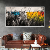 Abstract Field, Colorful Grass, Modern Landscape, Framed Canvas Print, Fall Wall Art, Boho Home Decor, Large Wall Art, Bedroom Wall Art