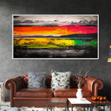 Sunset Reflections, Colorful Abstract, Ocean View, Framed Canvas Print, Vibrant Landscape Art, Large Wall Art, Modern Decor, Bedroom Art
