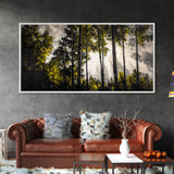Sunlit Forest, Autumn Trees, Fall Home Decor, Framed Canvas Print, Nature Lover Gift, Cozy Wall Art, Woodland Art