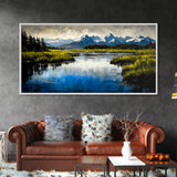 Mountain Reflection, Lake, Landscape, Framed Canvas Print, Nature Wall Art, Rustic Home Decor, Large Wall Art, Cabin Art, Gift Idea
