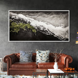Abstract Ocean Waves, Coastal Wall Art, Modern Seascape Painting, Monochrome Beach Decor, Minimalist Black White Art, Canvas Print