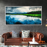 Blue Lake, Reflection Landscape, Nature Wall Art, Framed Canvas Print, Large Canvas Artwork, Modern Home Decor, Office Wall Art