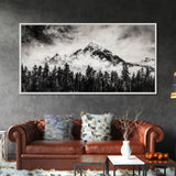 Mountain Landscape, Black and White, Framed Canvas Print, Nature Wall Art, Rustic Home Decor, Modern Farmhouse, Large Wall Art