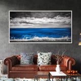 Minimalist Ocean, Black and White, Framed Canvas Print, Coastal Art, Beach House Decor, Nautical Wall Art, Living Room Art, Landscape