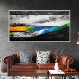 Abstract Seascape, Vibrant Waves, Modern Ocean Art, Coastal Home Decor, Colorful Beach Painting, Large Statement Art, Framed Canvas Print