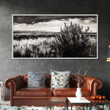 Black and White Landscape, Minimalist Canvas Print, Nature Wall Art, Rustic Country Scene, Neutral Home Decor, Living Room Art