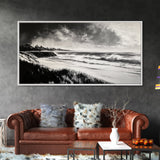 Stormy Ocean, Black and White Canvas Print, Coastal Wall Art, Dramatic Seascape Painting, Nautical Home Decor, Living Room Statement