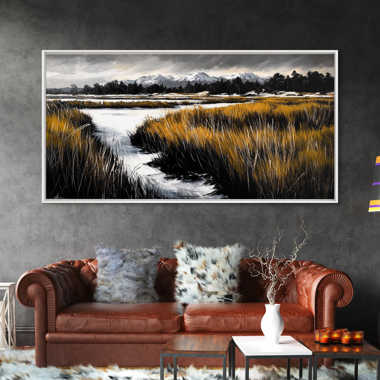 Mountain Marsh, Rustic Landscape, Fall Nature Art, Canvas Print, Cabin Wall Art, Country Home Decor, Living Room Artwork