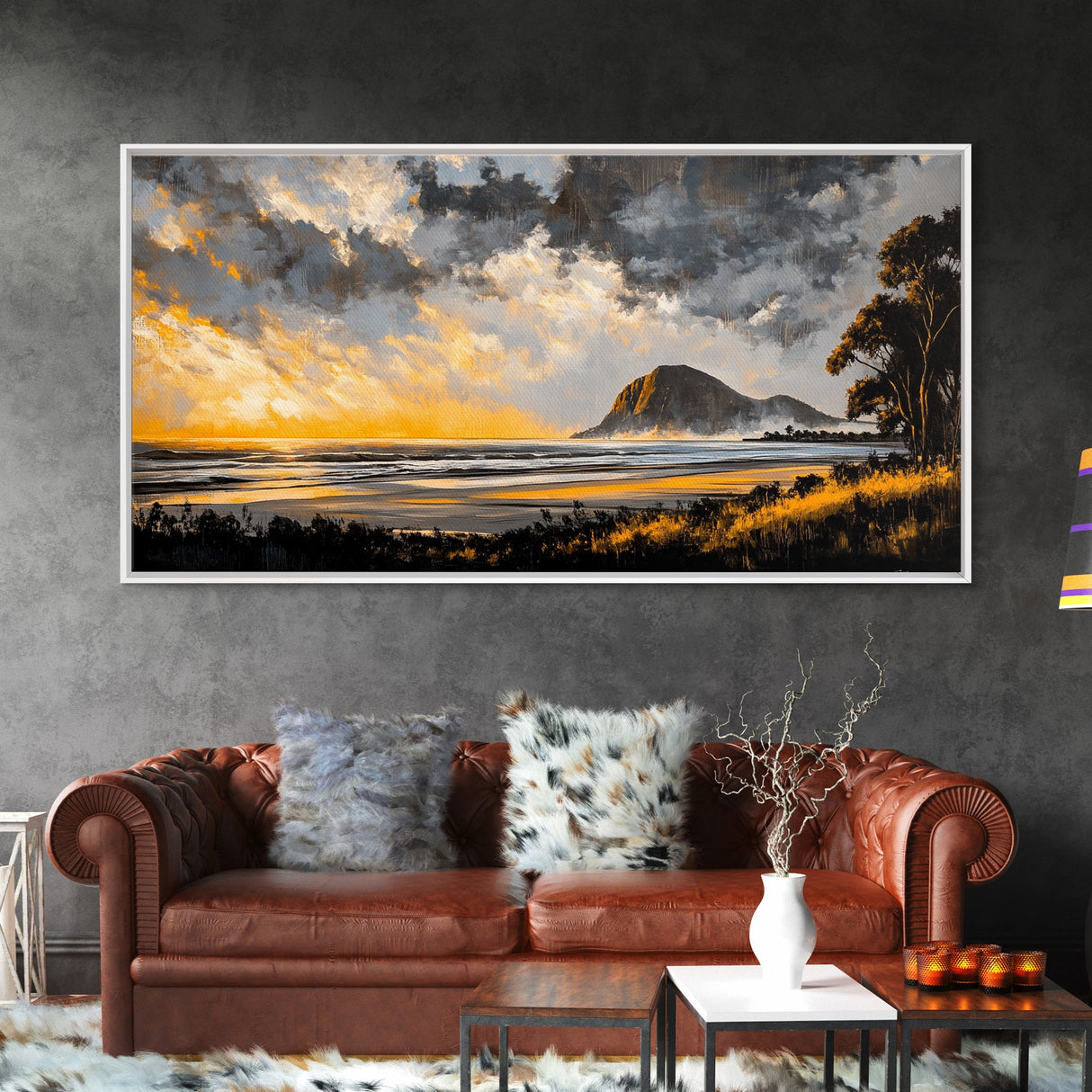 Sunset Beach, Golden Hour, Seaside Landscape, Canvas Print, Coastal Home Decor, Serene Ocean Art, Bedroom Wall Decor, Contemporary Art