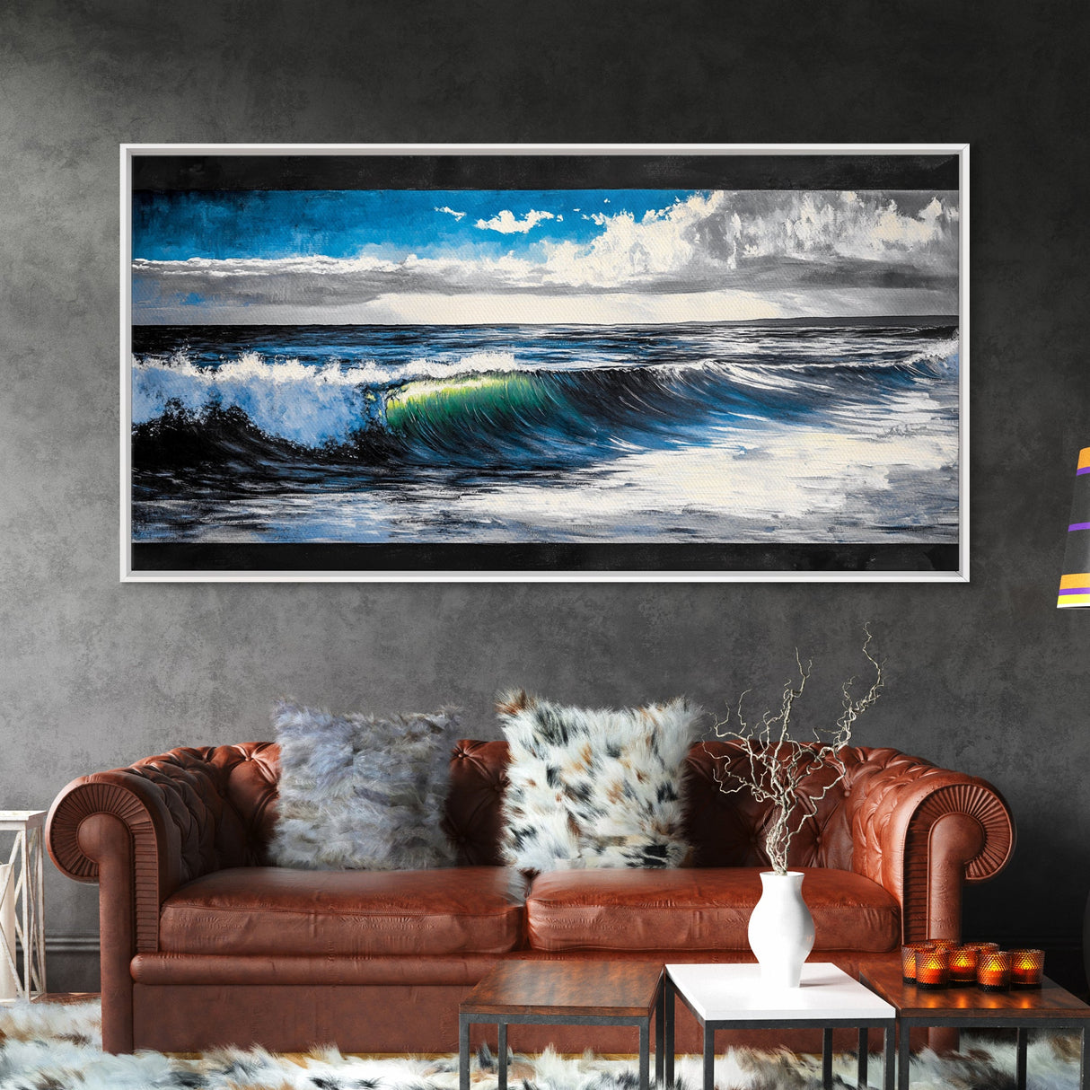 Ocean Wave, Blue Water, Wall Art, Framed Canvas Print, Coastal Decor, Large Beach Print, Nautical Art, Living Room Wall Art