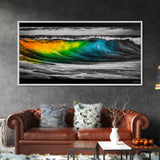 Vibrant Ocean Wave, Abstract Surf Art, Tropical Wall Art, Framed Canvas Print, Beach House Decor, Coastal Living Room Wall Art