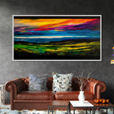 Mountain Sunset, Vibrant Colorful Sky, Nature Painting, Canvas Print, Boho Wall Art, Living Room Wall Art, Large Landscape Decor