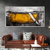 Minimalist Abstract, Yellow Black Art, Industrial Wall Decor, Urban Loft Accent, Framed Canvas Print, Modern Home Office Art