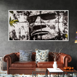 Monochrome Face Art, Edgy Black White Painting, Street Art Print, Urban Loft Decor, Framed Canvas Print, Unique Statement Piece