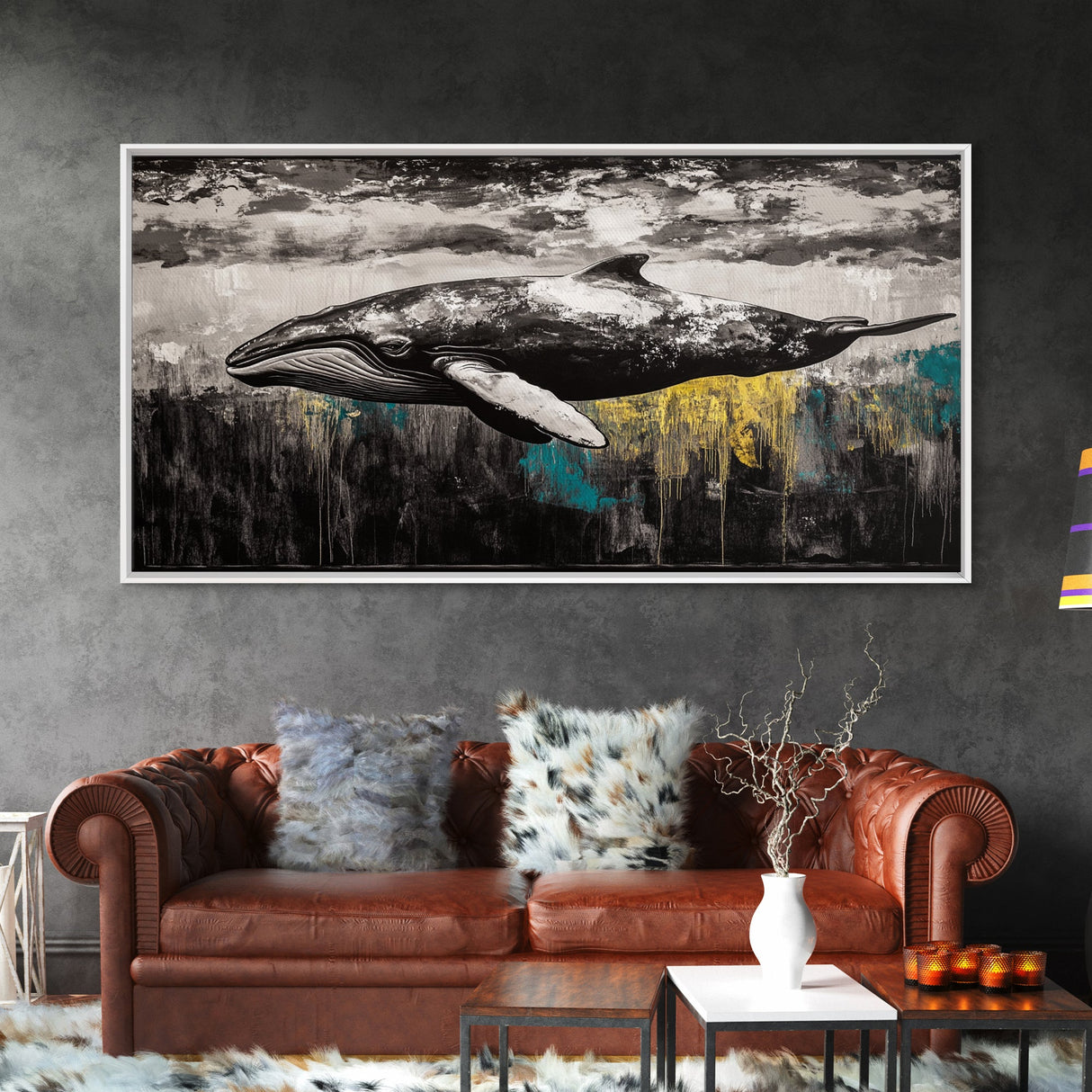 Whale Art, Ocean Life Decor, Nautical Canvas Print, Marine Wildlife Art, Black and White Art, Coastal Home Decor, Living Room Wall Art