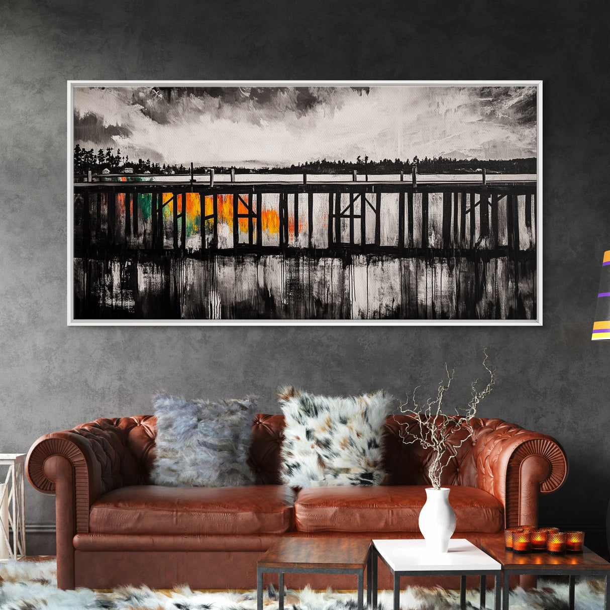 Wooden Pier, Lake House Art, Nautical Canvas Print, Black and White Art, Rustic Home Decor, Nature Artwork, Coastal Wall Art