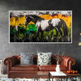 Horse Art, Western Wall Decor, Rustic Canvas Print, Farmhouse Artwork, Equestrian Art, Black and White Painting, Living Room Wall Art