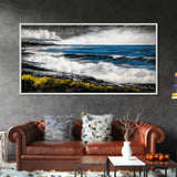Tropical Shore, Emerald Waters, Stormy Sky, Canvas Print, Coastal Wall Art, Beach House Decor, Ocean Painting, Living Room Artwork