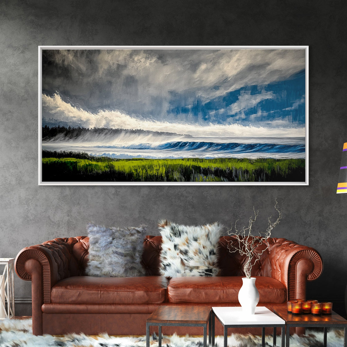 Deep Blue Ocean, Crashing Waves, Coastal Beauty, Canvas Print, Modern Beach Art, Nautical Home Decor, Living Room Wall Art, Bold Colors