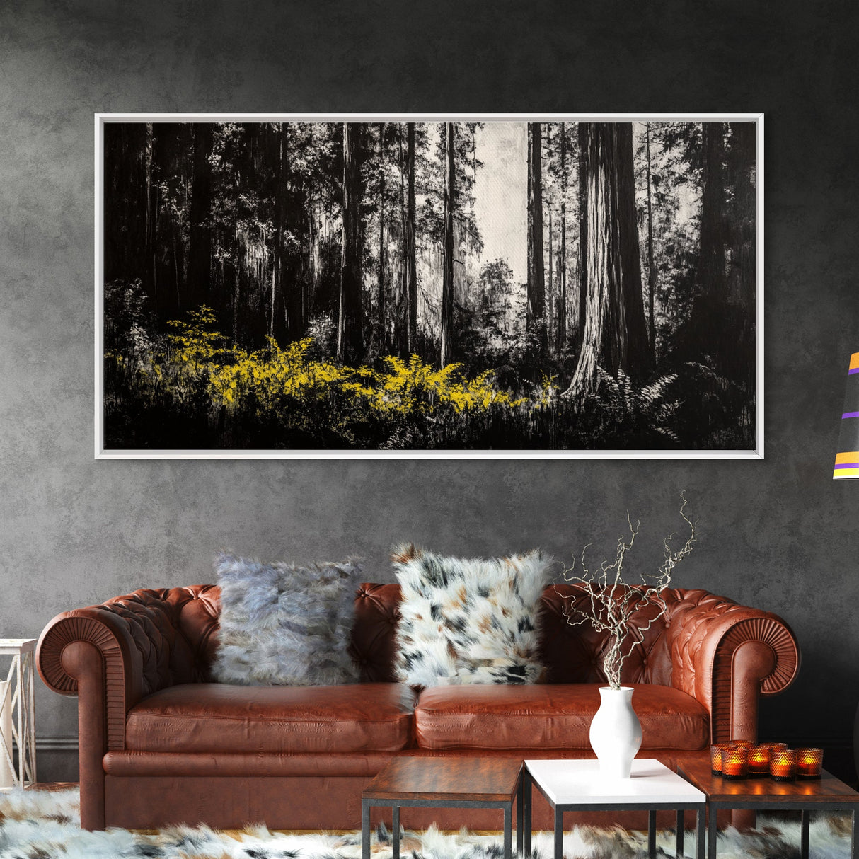 Redwood Forest, Nature Wall Art, Black and White Art, Framed Canvas Print, Rustic Home Decor, Cabin Wall Art, Minimalist Landscape