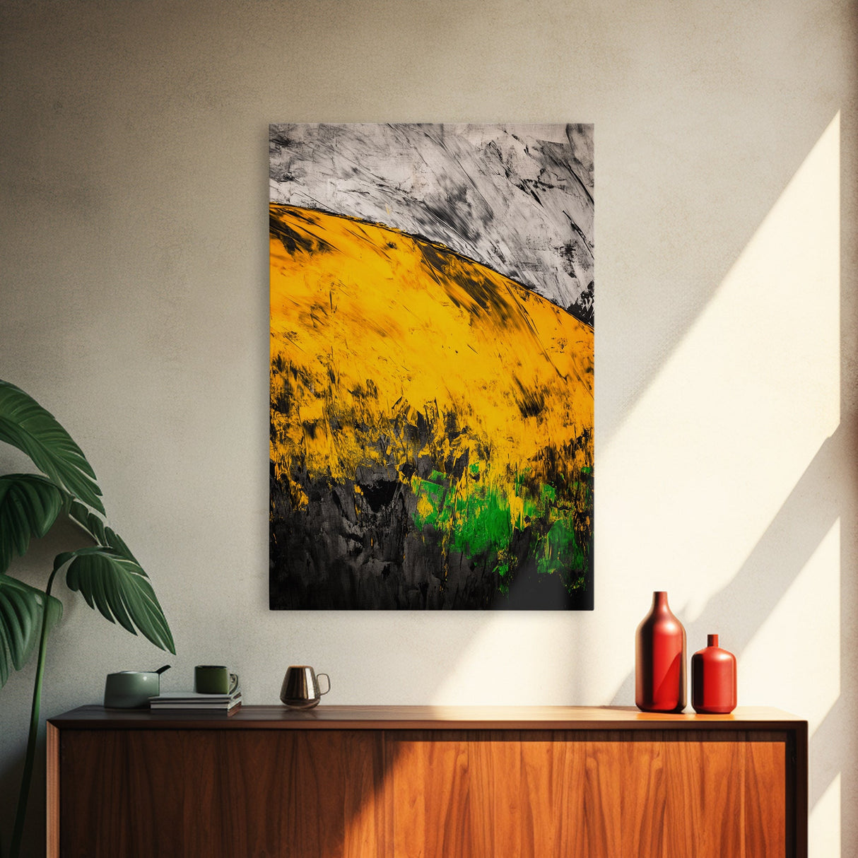 Golden Hills, Abstract Landscape, Earthy Tones, Autumn Wall Art, Warm Color Palette, Nature Inspired, Living Room Art, Framed Canvas Print