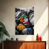 Vibrant Stones, Colorful Art, Modern Abstract, Nature Inspired, Coastal Wall Art, Unique Home Decor, Statement Piece, Framed Canvas Print