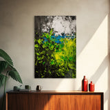 Vibrant Foliage, Green Leaves, Nature Painting, Abstract Landscape, Framed Canvas Print, Botanical Art, Boho Decor, Bedroom Wall Art