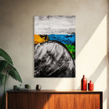 Rolling Waves, Abstract Ocean, Coastal Expression, Textured Seascape, Framed Canvas Print, Modern Beach House Decor, Bathroom Wall Art