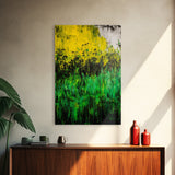 Wildflowers, Green and Yellow, Nature Wall Art, Canvas Print, Boho Art, Botanical Decor, Living Room Art, Earthy Tones, Floral Aesthetic