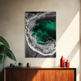 Ocean, Emerald Waters, Coastal Wall Art, Framed Canvas Print, Beach Aesthetic, Nautical Decor, Sea Foam Waves, Tranquil View