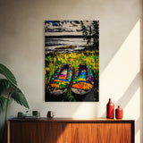 Boho Shoes, Colorful Summer Art, Coastal Decor, Relaxing Nature Scene, Eclectic Wall Art, Abstract Expressionism, Canvas Print