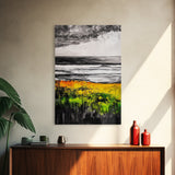 Golden Meadow, Wild Grasses, Tranquil Beach, Framed Canvas Print, Nature Wall Art, Fall Decor, Minimalist Landscape