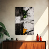 Greenery Abstract Painting, Textured Black White Art, Canvas Print, Minimalist Wall Art, Living Room Decor, Modern Home Accent