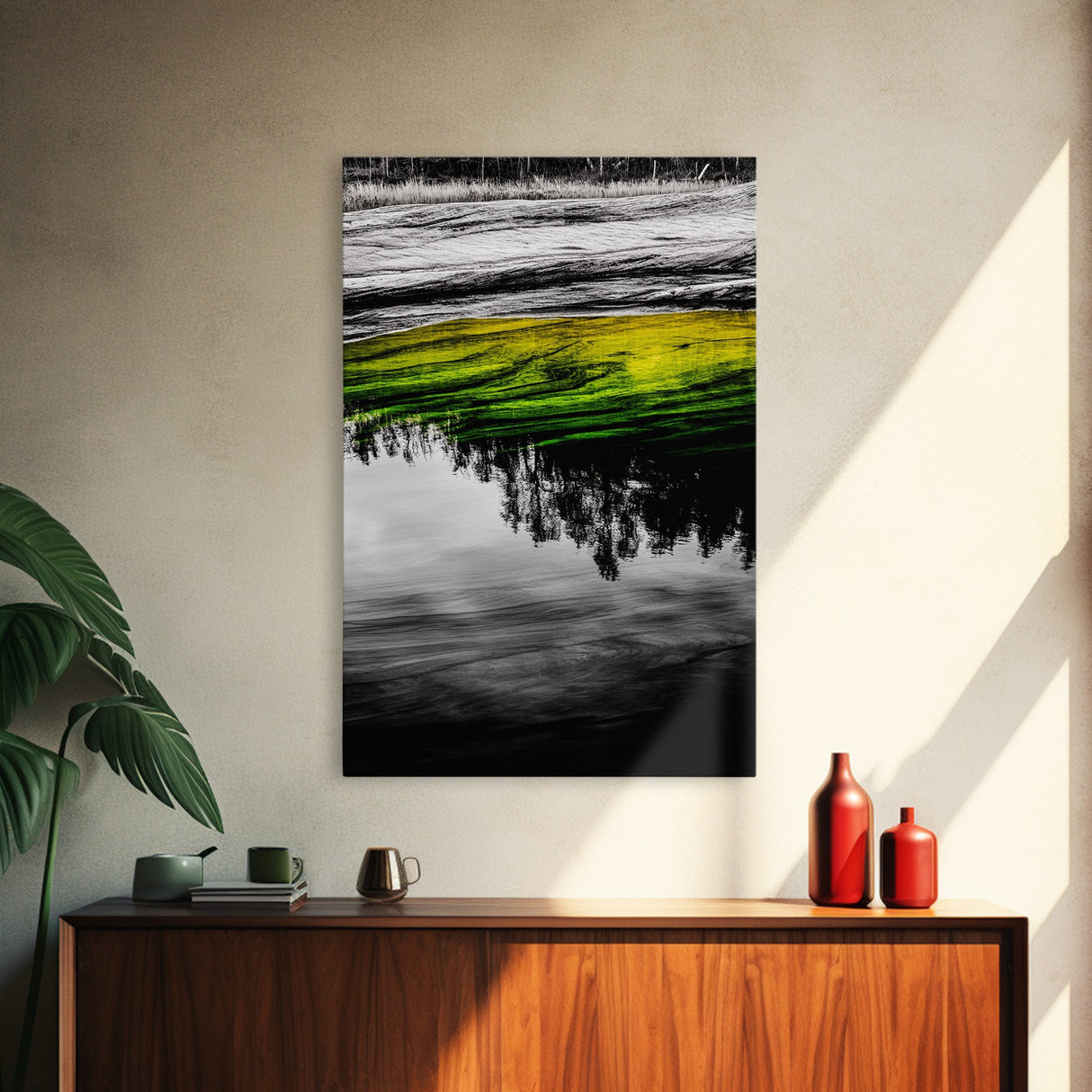 Reflection Art, Water Canvas Print, Nature Inspired Decor, Zen Wall Art, Black and White Photography, Peaceful Home Artwork