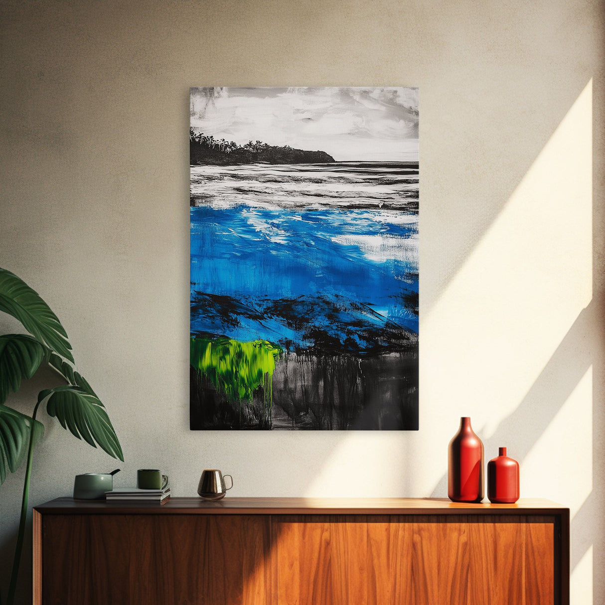 Ocean Waves, Seascape Canvas Print, Beach Wall Art, Coastal Home Decor, Living Room Artwork, Blue Abstract Painting, Nautical Art