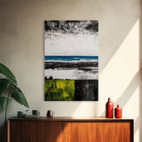 Ocean Horizon, Modern Seascape, Coastal Wall Art, Blue Waters, Black and White Art, Framed Canvas Print, Living Room Decor, Minimalist Art