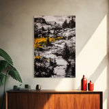 Mountain Path, Black and White Landscape, Dramatic Nature Painting, Wilderness Wall Art, Framed Canvas Print, Rustic Lodge or Office Decor